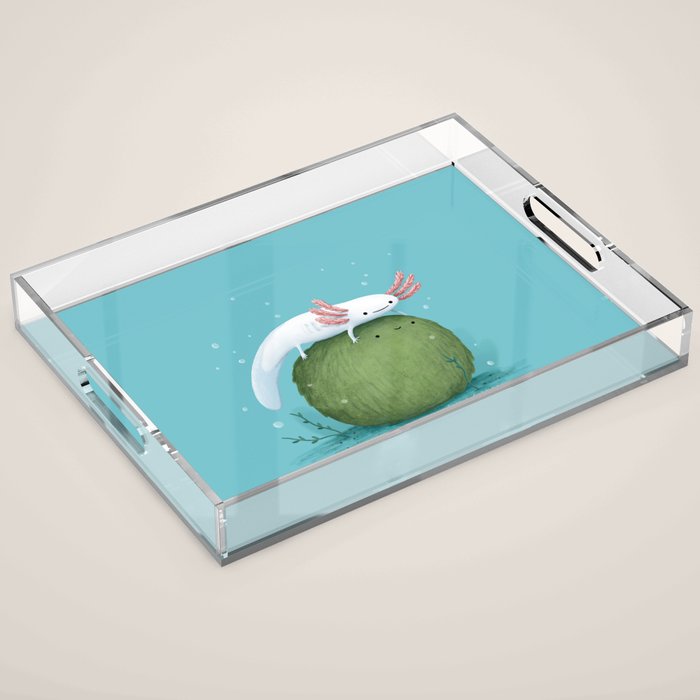 Axolotl on a Mossball Acrylic Tray Gallery Image 1