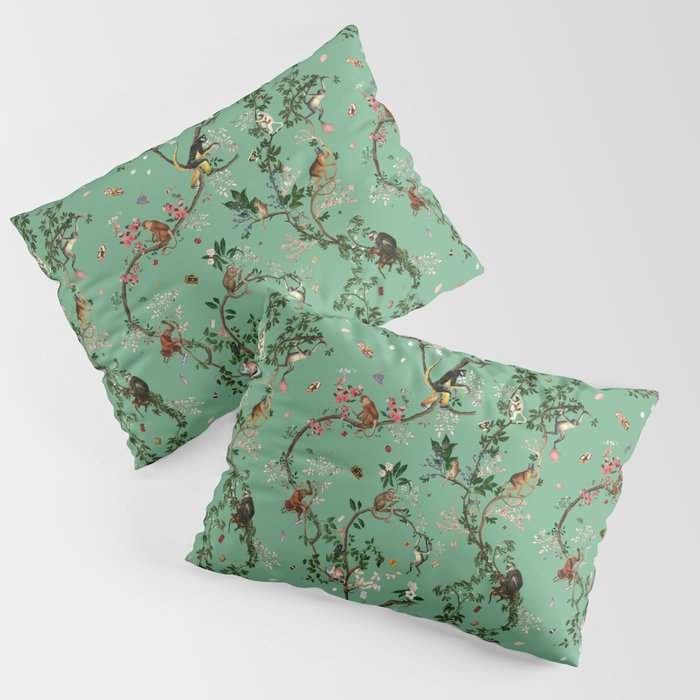 Monkey World Green Pillow Sham Gallery Image 3