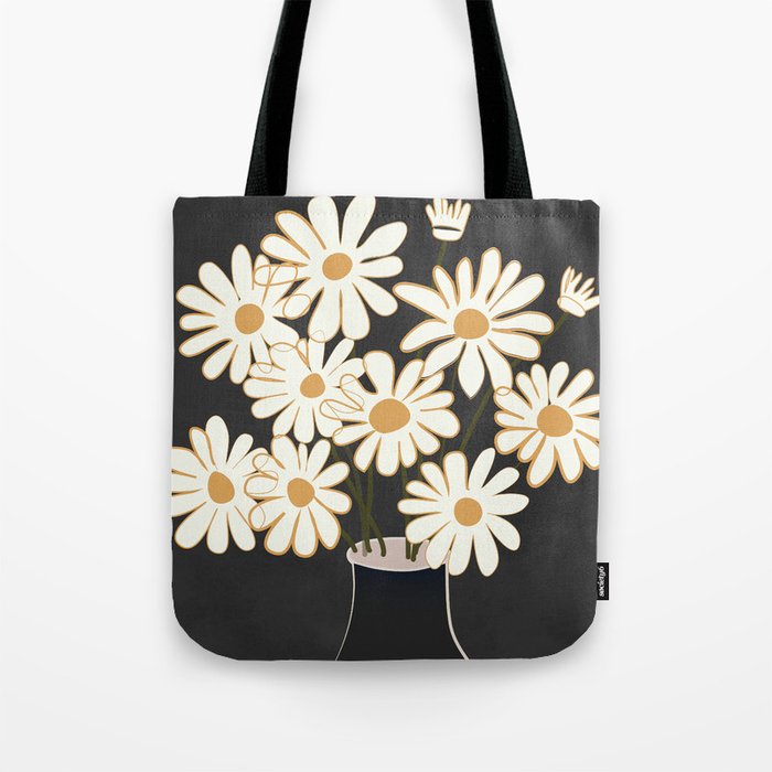 White Daisy Bouquets in Vase 4 Tote Bag Gallery Image 1