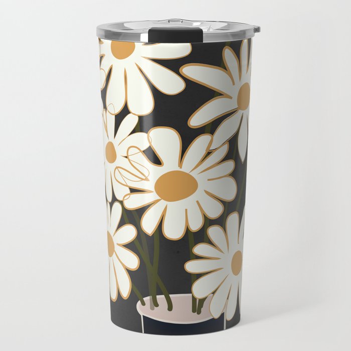 White Daisy Bouquets in Vase 4 Travel Mug Gallery Image 1
