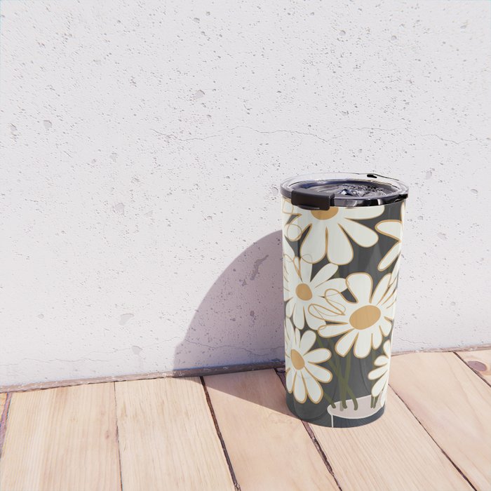 White Daisy Bouquets in Vase 4 Travel Mug Gallery Image 4