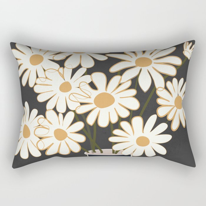 White Daisy Bouquets in Vase 4 Rectangular Pillow Gallery Image 2