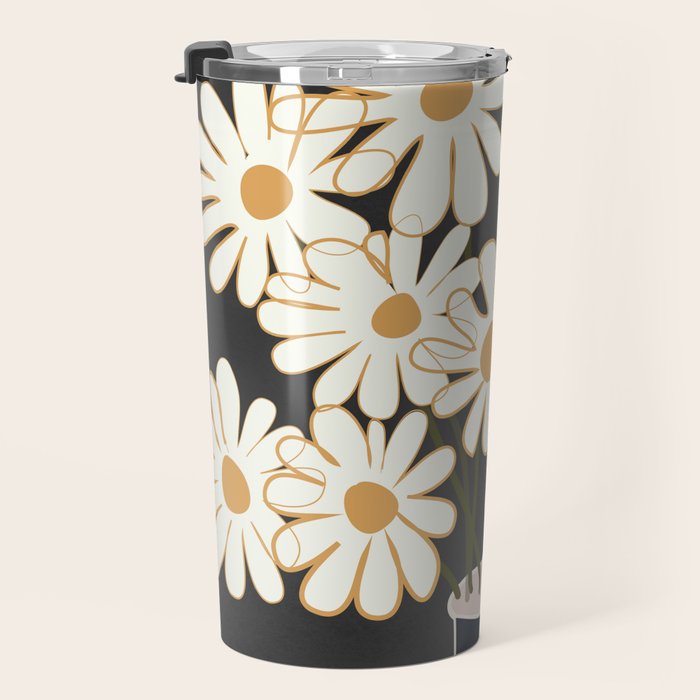 White Daisy Bouquets in Vase 4 Travel Mug Gallery Image 3