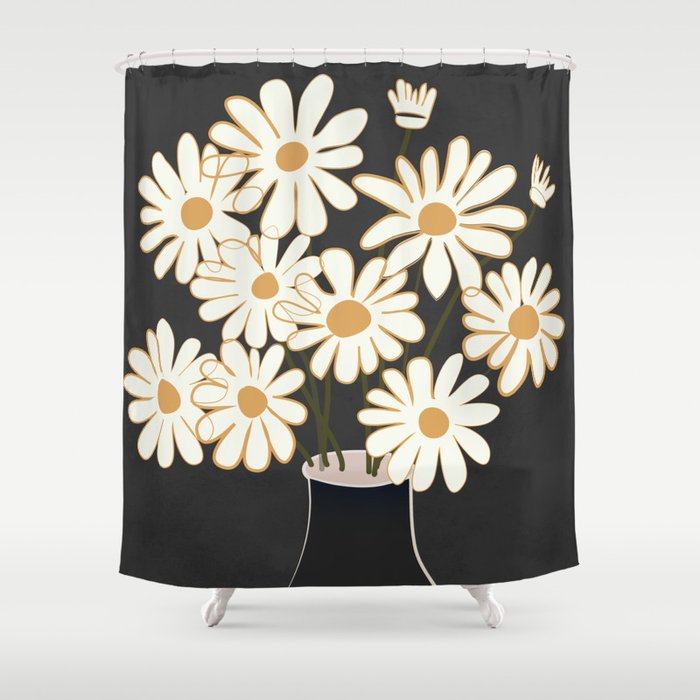 White Daisy Bouquets in Vase 4 Shower Curtain Gallery Image 1