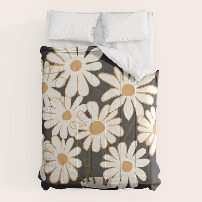 White Daisy Bouquets in Vase 4 Comforter Gallery Image 6