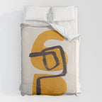 Funky Strange Mid Century Modern Minimalist Art Yellow Black Abstract Pattern by Ejaaz Haniff Duvet Cover Gallery Image 6