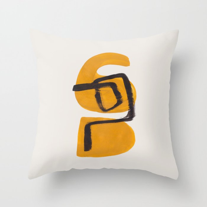 Funky Strange Mid Century Modern Minimalist Art Yellow Black Abstract Pattern by Ejaaz Haniff Throw Pillow Gallery Image 6