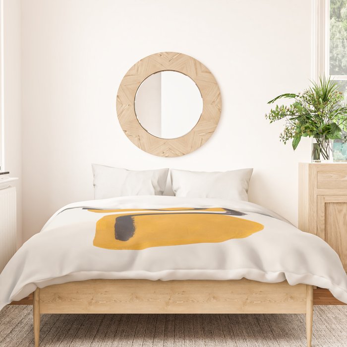 Funky Strange Mid Century Modern Minimalist Art Yellow Black Abstract Pattern by Ejaaz Haniff Duvet Cover Gallery Image 3