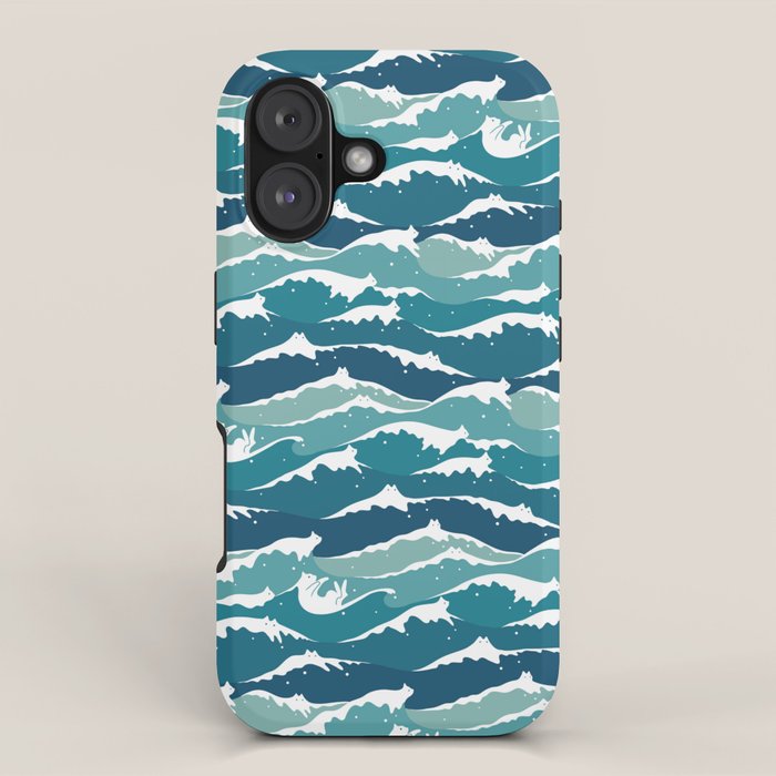 Cat waves pattern iPhone Case Gallery Image 1