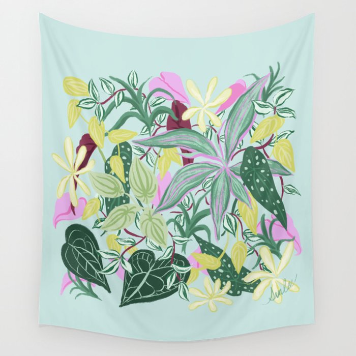 Crowded Houseplants Wall Tapestry Gallery Image 1