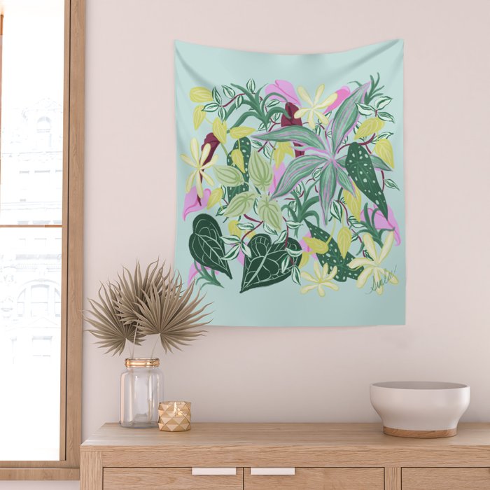 Crowded Houseplants Wall Tapestry Gallery Image 2