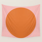 Groovy Dot Pink and Orange Minimalist Wall Tapestry Gallery Image 4