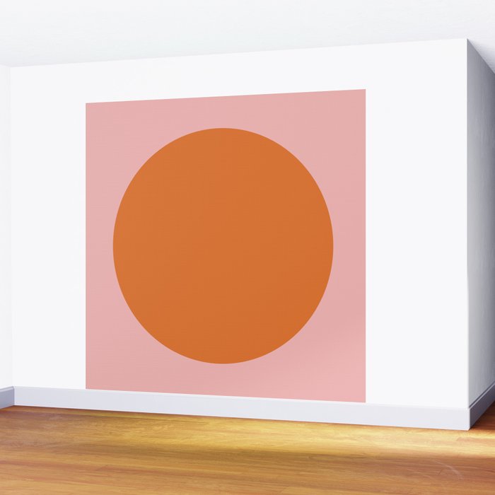 Groovy Dot Pink and Orange Minimalist Wall Mural Gallery Image 2