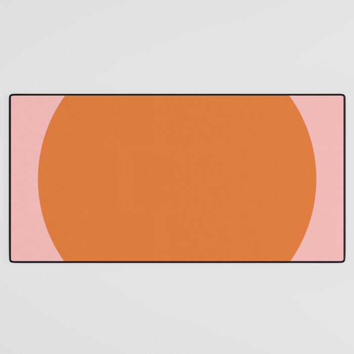 Groovy Dot Pink and Orange Minimalist Desk Mat Gallery Image 3