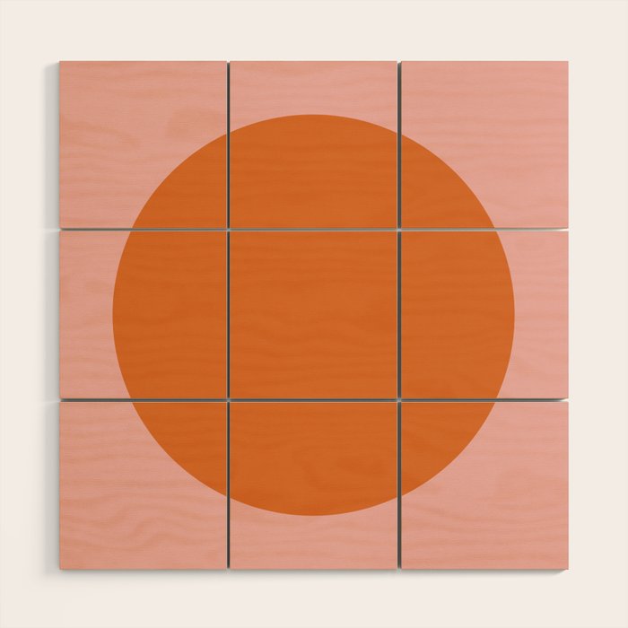 Groovy Dot Pink and Orange Minimalist Wood Wall Art Gallery Image 1