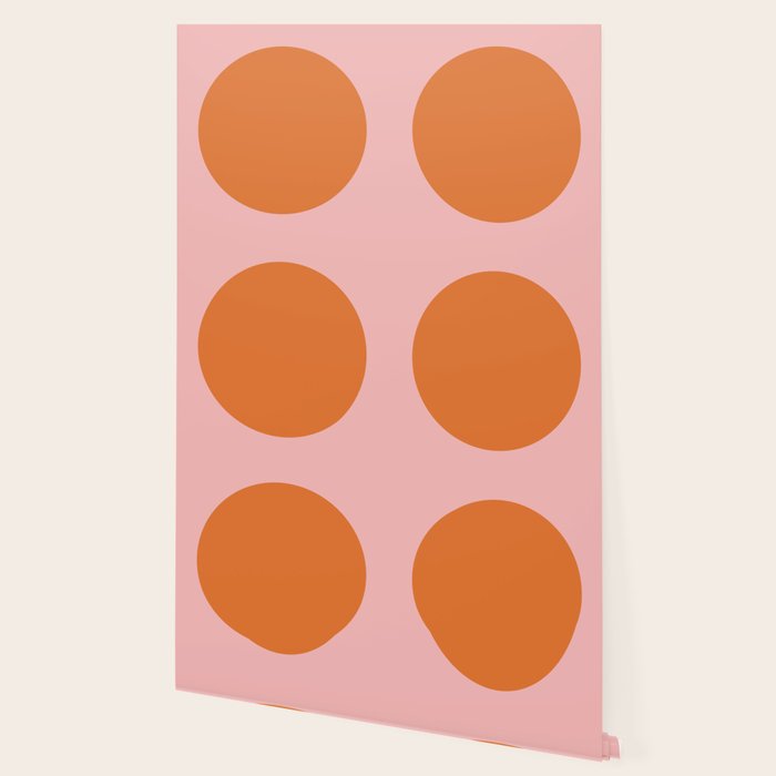 Groovy Dot Pink and Orange Minimalist Wallpaper Gallery Image 2