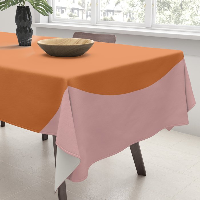 Groovy Dot Pink and Orange Minimalist Tablecloth Gallery Image 3