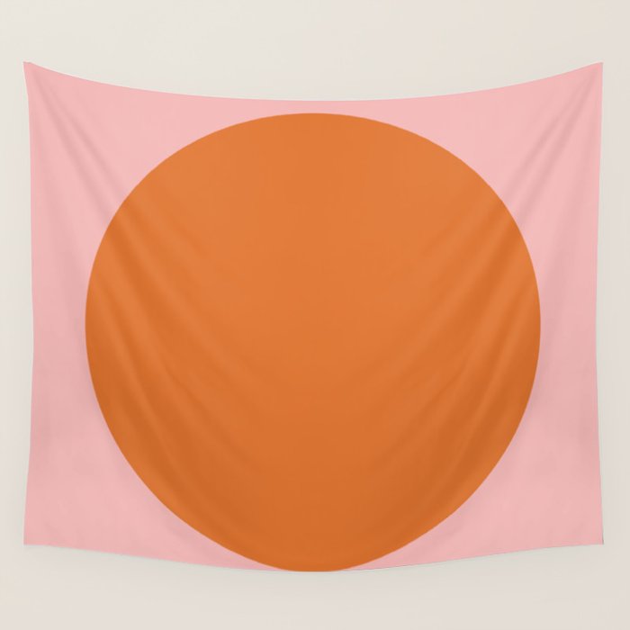 Groovy Dot Pink and Orange Minimalist Wall Tapestry Gallery Image 1