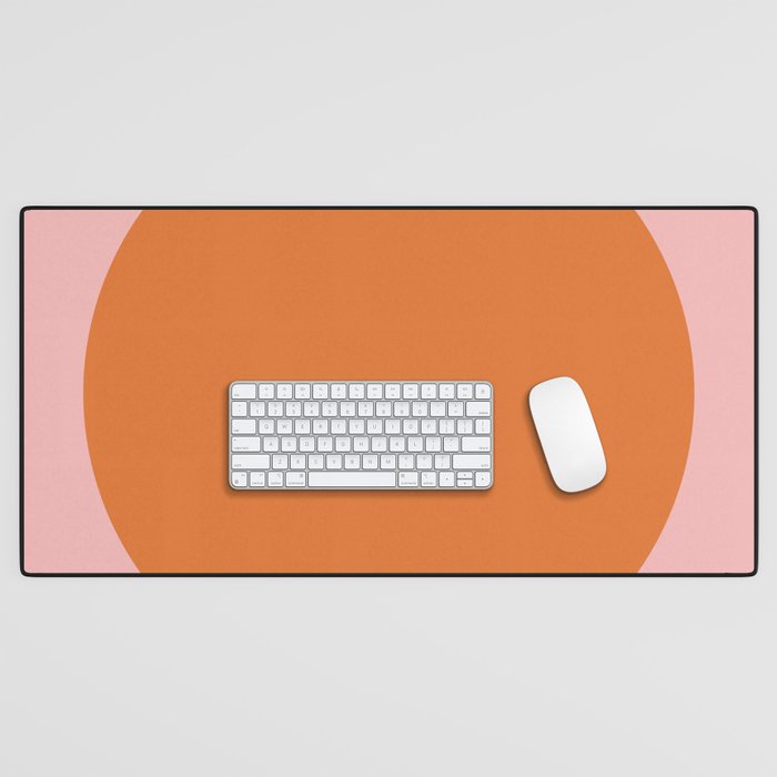 Groovy Dot Pink and Orange Minimalist Desk Mat Gallery Image 1
