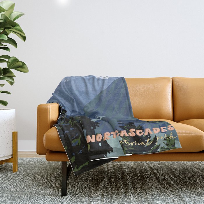 North Cascades National Park, Vintage Throw Blanket Gallery Image 1