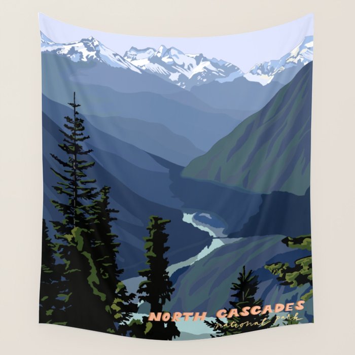 North Cascades National Park, Vintage Wall Tapestry Gallery Image 4