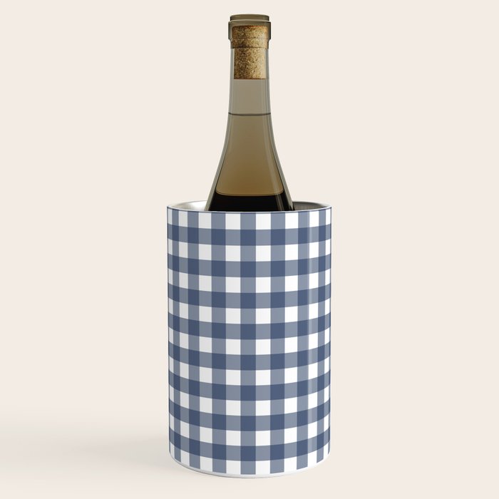 Gingham Plaid Pattern in Navy Blue and White Wine Chiller Gallery Image 1