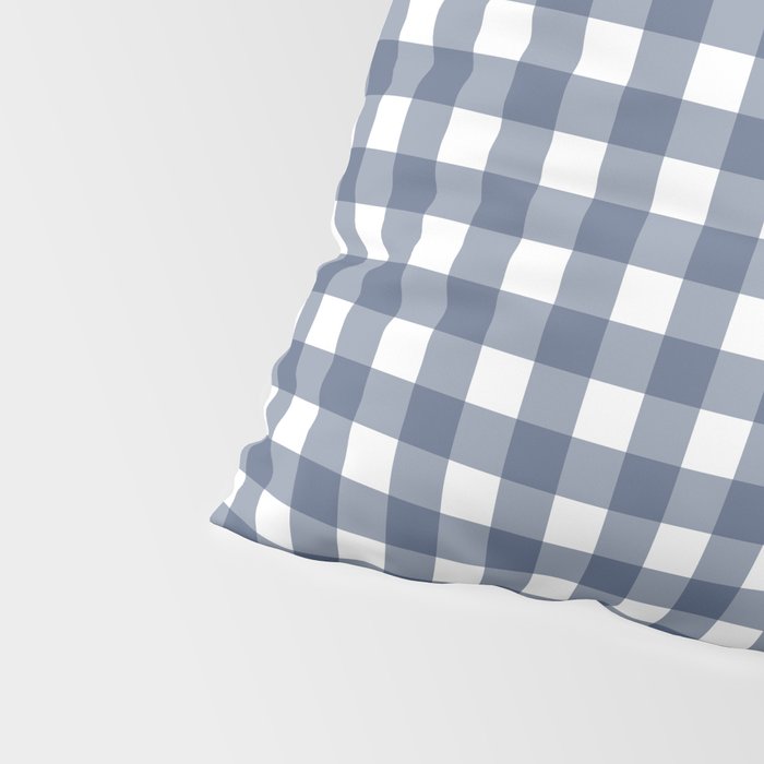 Gingham Plaid Pattern in Navy Blue and White Pillow Sham Gallery Image 4