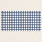 Gingham Plaid Pattern in Navy Blue and White Desk Mat Gallery Image 3