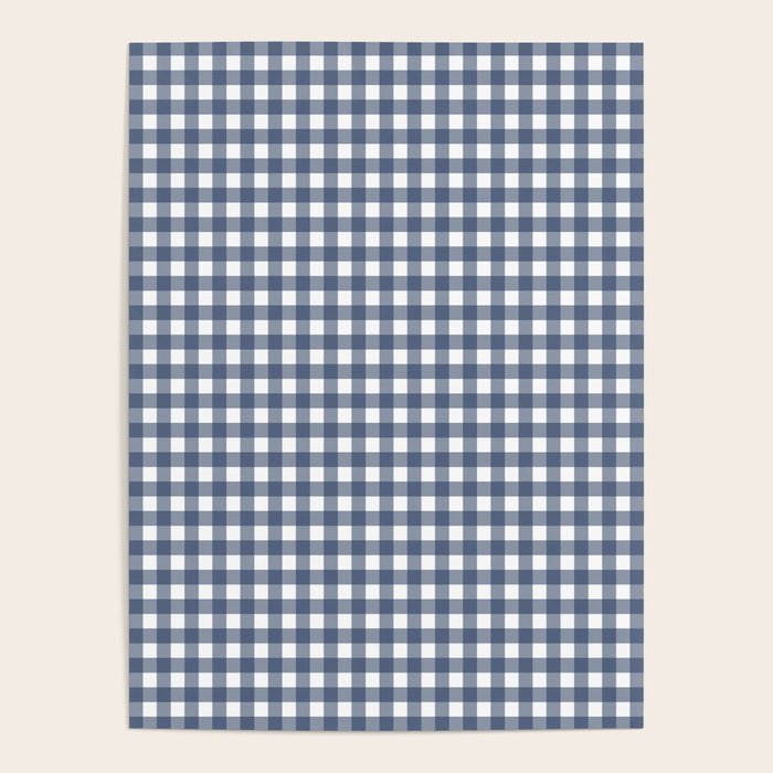Gingham Plaid Pattern in Navy Blue and White Poster Gallery Image 4