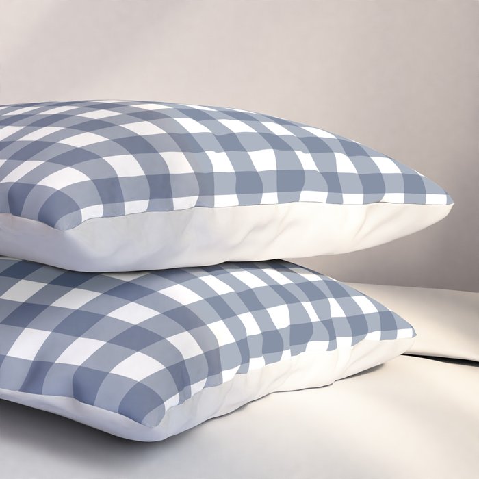 Gingham Plaid Pattern in Navy Blue and White Pillow Sham Gallery Image 3