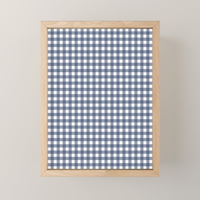 Gingham Plaid Pattern in Navy Blue and White Mini Art Print Gallery Image 1