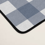 Gingham Plaid Pattern in Navy Blue and White Desk Mat Gallery Image 4