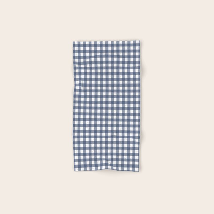 Gingham Plaid Pattern in Navy Blue and White Bath Towel Gallery Image 1
