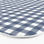 Gingham Plaid Pattern in Navy Blue and White Bath Mat Gallery Image 3