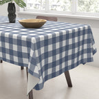 Gingham Plaid Pattern in Navy Blue and White Tablecloth Gallery Image 3