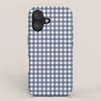 Gingham Plaid Pattern in Navy Blue and White iPhone Case Gallery Image 1