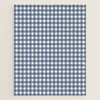 Gingham Plaid Pattern in Navy Blue and White Jigsaw Puzzle Gallery Image 1