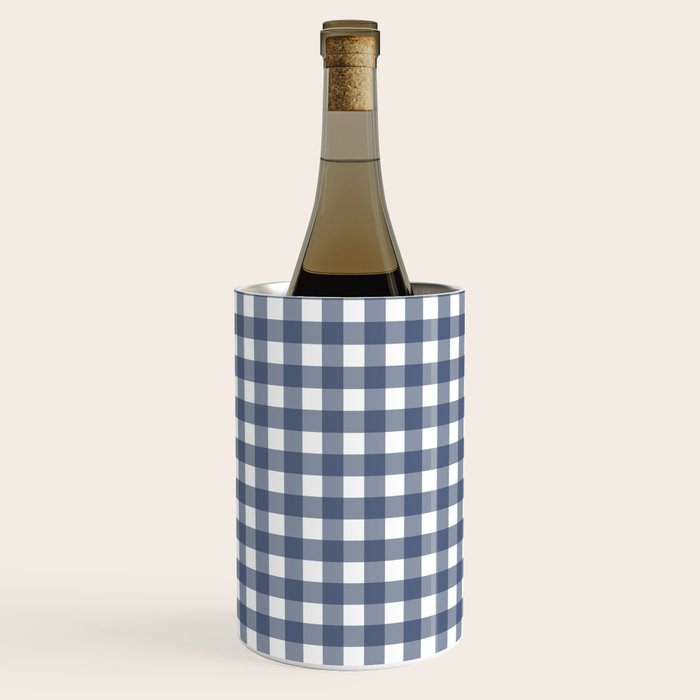Gingham Plaid Pattern in Navy Blue and White Wine Chiller Gallery Image 3
