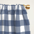 Gingham Plaid Pattern in Navy Blue and White Window Curtain Gallery Image 2