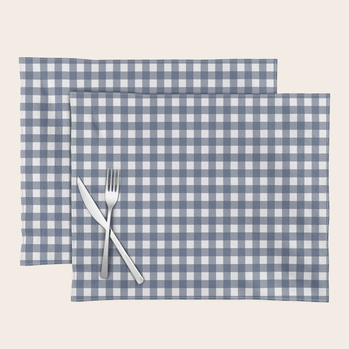 Gingham Plaid Pattern in Navy Blue and White Placemat Gallery Image 1