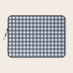 Gingham Plaid Pattern in Navy Blue and White Laptop Sleeve Gallery Image 1
