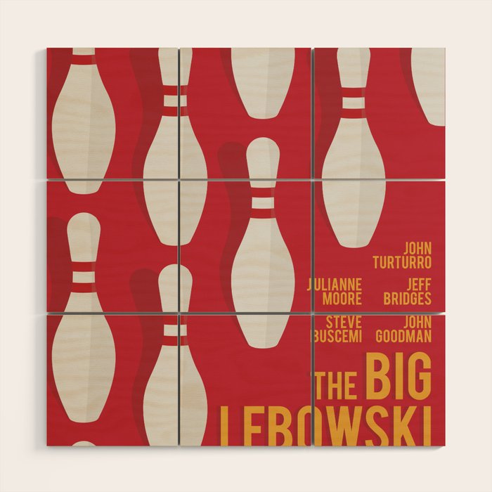 The Big Lebowski, alternative movie poster, Coen brothers film, Jeff Bridges is the dude Wood Wall Art Gallery Image 1