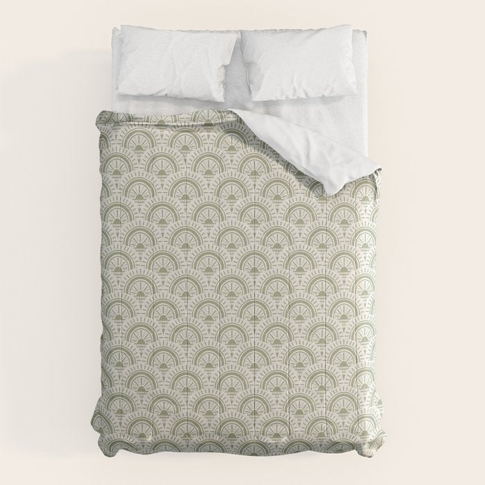 Surfside Deco . Lush Green on Neutral Comforter Gallery Image 6