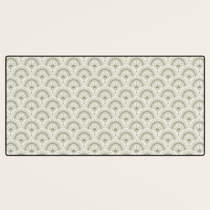 Surfside Deco . Lush Green on Neutral Desk Mat Gallery Image 3