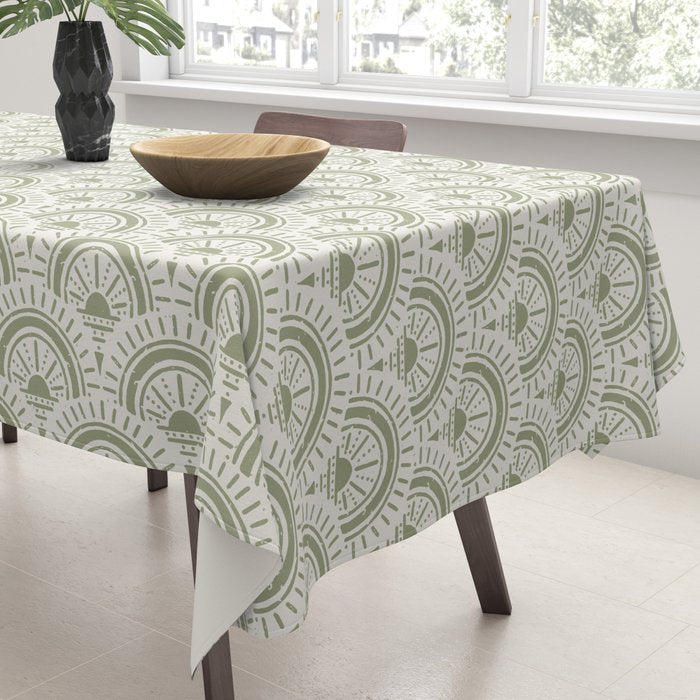 Surfside Deco . Lush Green on Neutral Tablecloth Gallery Image 3