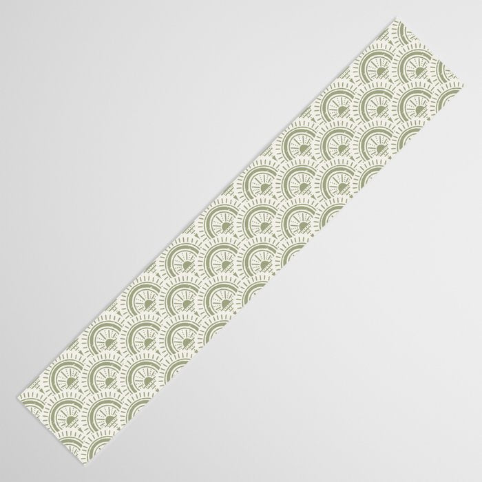 Surfside Deco . Lush Green on Neutral Table Runner Gallery Image 3