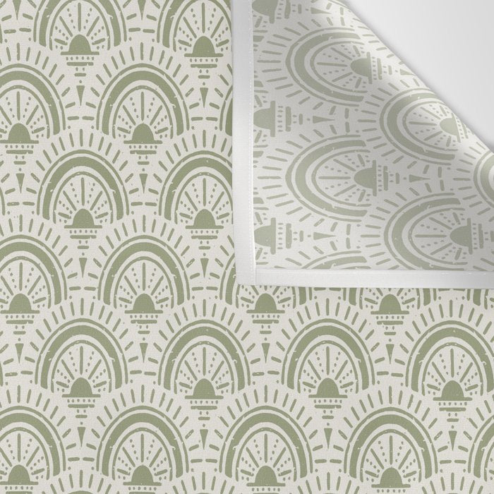 Surfside Deco . Lush Green on Neutral Wall Tapestry Gallery Image 3