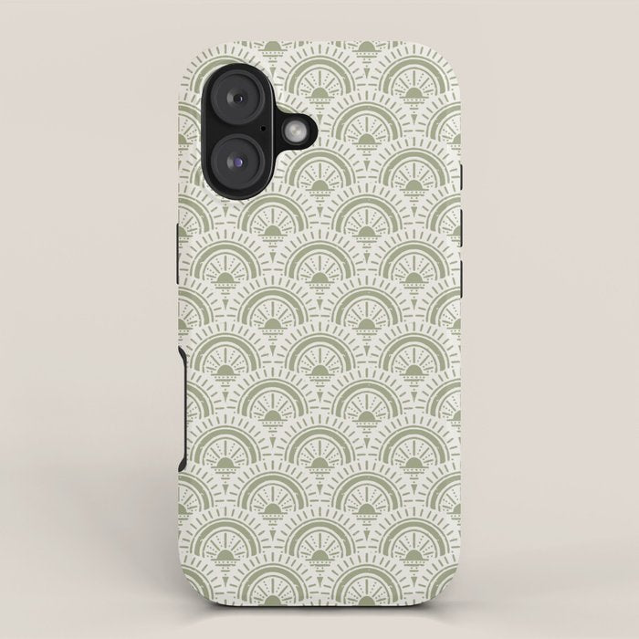 Surfside Deco . Lush Green on Neutral iPhone Case Gallery Image 1