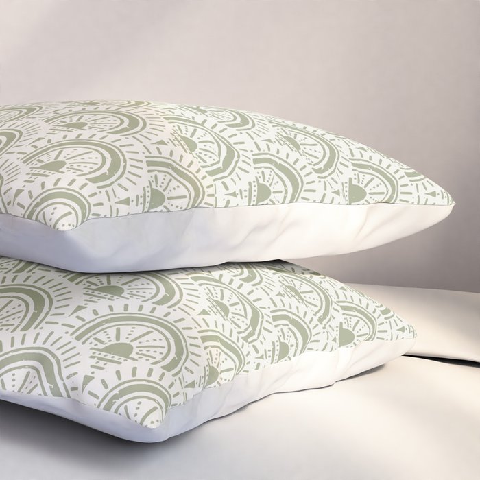 Surfside Deco . Lush Green on Neutral Pillow Sham Gallery Image 3