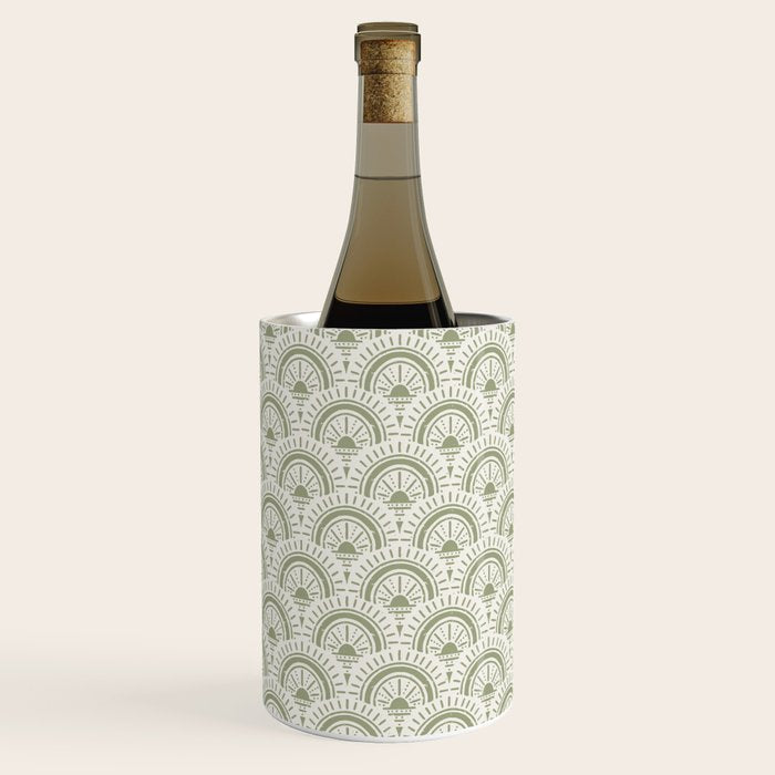 Surfside Deco . Lush Green on Neutral Wine Chiller Gallery Image 2